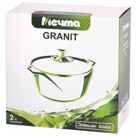 Кастрюля 2 л с жаропрочной крышкой 20 см, антипригарное покрытие, МЕЧТА "Гранит Black", 42802
