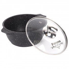 Кастрюля 2 л с жаропрочной крышкой 20 см, антипригарное покрытие, МЕЧТА "Гранит Black", 42802