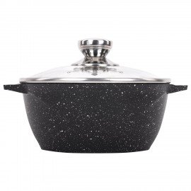Кастрюля 2 л с жаропрочной крышкой 20 см, антипригарное покрытие, МЕЧТА "Гранит Black", 42802