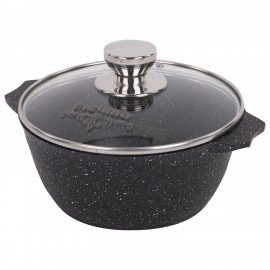 Кастрюля 2 л с жаропрочной крышкой 20 см, антипригарное покрытие, МЕЧТА "Гранит Black", 42802
