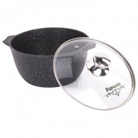 Кастрюля 4 л с жаропрочной крышкой 24 см, антипригарное покрытие, МЕЧТА "Гранит Black", 44802