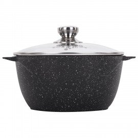 Кастрюля 4 л с жаропрочной крышкой 24 см, антипригарное покрытие, МЕЧТА "Гранит Black", 44802