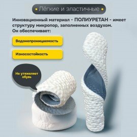 Стельки для обуви АНАТОМИЧЕСКИЕ ДЫШАЩИЕ, материал PU PRO, размер RU 34-39 / EU 35-40, с линиями выреза, SHEGRA (ШЕГРА), 700738