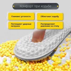 Стельки для обуви АНАТОМИЧЕСКИЕ ДЫШАЩИЕ, материал PU PRO, размер RU 34-39 / EU 35-40, с линиями выреза, SHEGRA (ШЕГРА), 700738