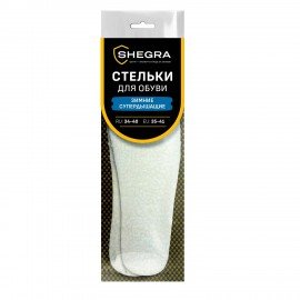 Стельки для обуви ЗИМНИЕ СУПЕРДЫШАЩИЕ, материал EVA, размер RU 34-40 / EU 35-41, с линиями выреза, SHEGRA (ШЕГРА), 700757