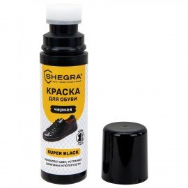 Краска для черной обуви (кожа, текстиль) 75 мл, губка, SHEGRA (ШЕГРА), 700781