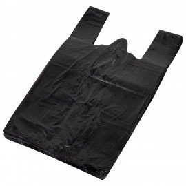 Пакет "майка" КОМПЛЕКТ 100 штук, 28+15х55, ПНД черный, 15 мкм, LAIMA, 700788