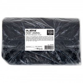 Пакет "майка" КОМПЛЕКТ 100 штук, 28+15х55, ПНД черный, 15 мкм, LAIMA, 700788