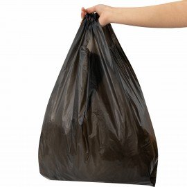 Пакет "майка" КОМПЛЕКТ 50 штук, 40+18х70, ПНД черный 25 мкм, LAIMA, 700792