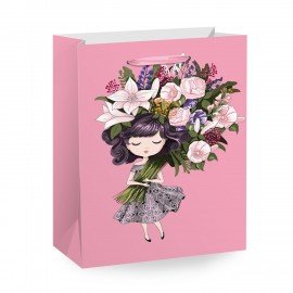 Пакет подарочный (1 штука) 18х10х23см (M) "Kraft For Woman", ассорти, глиттер, фольга, ЗОЛОТАЯ СКАЗКА, 700805