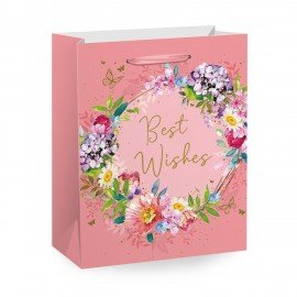Пакет подарочный (1 штука) 18х10х23см (M) "Kraft For Woman", ассорти, глиттер, фольга, ЗОЛОТАЯ СКАЗКА, 700805