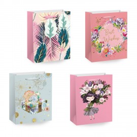 Пакет подарочный (1 штука) 18х10х23см (M) "Kraft For Woman", ассорти, глиттер, фольга, ЗОЛОТАЯ СКАЗКА, 700805