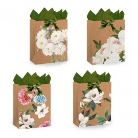Пакет подарочный (1 штука) 18х10х23см (M) "Flowers", ассорти, глиттер, c тишью, ЗОЛОТАЯ СКАЗКА, 700808