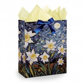 Пакет подарочный (1 штука) 18х10х23см (M) "3D Flowers", ассорти, с тишью, ЗОЛОТАЯ СКАЗКА, 700809