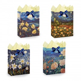 Пакет подарочный (1 штука) 18х10х23см (M) "3D Flowers", ассорти, с тишью, ЗОЛОТАЯ СКАЗКА, 700809