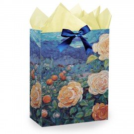 Пакет подарочный (1 штука) 18х10х23см (M) "3D Flowers", ассорти, с тишью, ЗОЛОТАЯ СКАЗКА, 700809