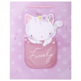 Пакет подарочный (1 штука) 26х13х32см (L) "Lovely Animals", ассорти, глиттер, ЗОЛОТАЯ СКАЗКА, 700816