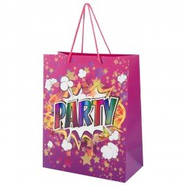 Пакет подарочный (1 штука) 26х13х32см (L) "Party Collection", ассорти, глиттер, фольга, ЗОЛОТАЯ СКАЗКА, 700817