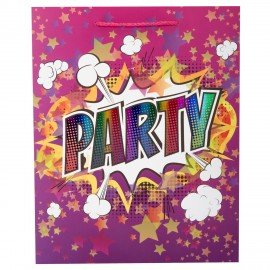 Пакет подарочный (1 штука) 26х13х32см (L) "Party Collection", ассорти, глиттер, фольга, ЗОЛОТАЯ СКАЗКА, 700817