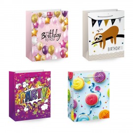 Пакет подарочный (1 штука) 26х13х32см (L) "Party Collection", ассорти, глиттер, фольга, ЗОЛОТАЯ СКАЗКА, 700817