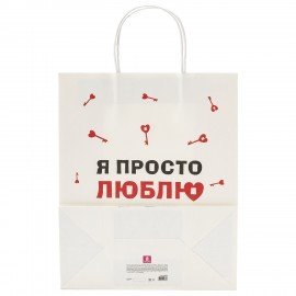 Пакет подарочный (1 штука) 26х13х32см (L) "Love Story", ассорти, крафт, ЗОЛОТАЯ СКАЗК, 700821