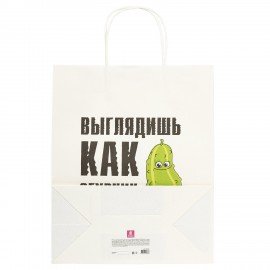 Пакет подарочный (1 штука) 26х13х32см (L) "Man Funny Notes", ассорти, крафт, ЗОЛОТАЯ СКАЗКА, 700823