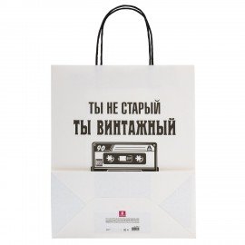 Пакет подарочный (1 штука) 26х13х32см (L) "Funny Notes", ассорти, крафт, ЗОЛОТАЯ СКАЗ, 700824
