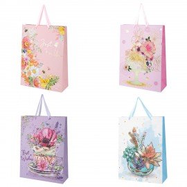 Пакет подарочный (1 штука) 33х13х45см (XL) "Flower Mix", ассорти, глиттер, фольга, ЗОЛОТАЯ СКАЗКА, 700825
