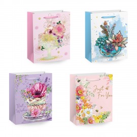 Пакет подарочный (1 штука) 33х13х45см (XL) "Flower Mix", ассорти, глиттер, фольга, ЗОЛОТАЯ СКАЗКА, 700825