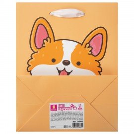 Пакет подарочный (1 штука) 18х10х23см (M) "Corgi's Tail", пушистый хвостик, ЗОЛОТАЯ СКАЗКА, 700835