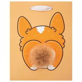 Пакет подарочный (1 штука) 18х10х23см (M) "Corgi's Tail", пушистый хвостик, ЗОЛОТАЯ СКАЗКА, 700835