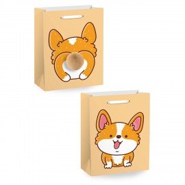 Пакет подарочный (1 штука) 18х10х23см (M) "Corgi's Tail", пушистый хвостик, ЗОЛОТАЯ СКАЗКА, 700835