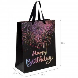 Пакет подарочный (1 штука) 26x13x32см (L) "LED Bag", черный, ЗОЛОТАЯ СКАЗКА, 700836