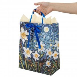 Пакет подарочный (1 штука) 26х13х32см (L) "3D Flower", с тишью, ЗОЛОТАЯ СКАЗКА, 700837