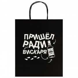 Пакет подарочный (1 штука) 26х13х32см (L) "Пришел ради вискаря!", крафт, ЗОЛОТАЯ СКАЗКА, 700842