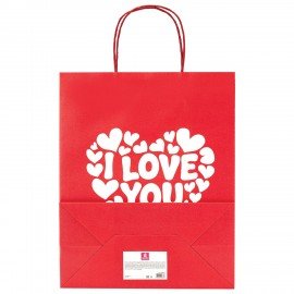 Пакет подарочный (1 штука) 26х13х32см (L) "Love Kraft", крафт, ЗОЛОТАЯ СКАЗКА, 700843