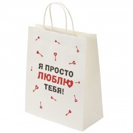 Пакет подарочный (1 штука) 26х13х32см (L) "Просто люблю", крафт, ЗОЛОТАЯ СКАЗКА, 700844