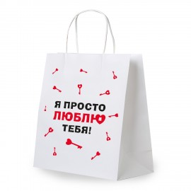 Пакет подарочный (1 штука) 26х13х32см (L) "Просто люблю", крафт, ЗОЛОТАЯ СКАЗКА, 700844