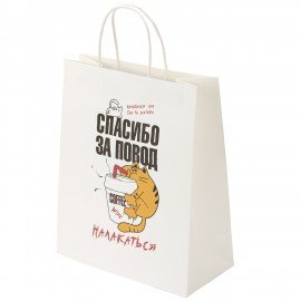 Пакет подарочный (1 штука) 26х13х32см (L) "Повод налакаться", крафт, ЗОЛОТАЯ СКАЗКА, 700846