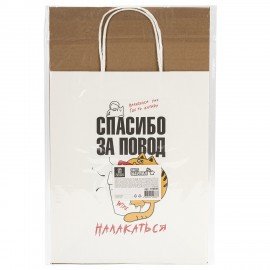 Пакет подарочный (1 штука) 26х13х32см (L) "Повод налакаться", крафт, ЗОЛОТАЯ СКАЗКА, 700846