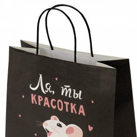 Пакет подарочный (1 штука) 26х13х32см (L) "Ля, ты!", крафт, ЗОЛОТАЯ СКАЗКА, 700848