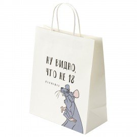 Пакет подарочный (1 штука) 26х13х32см (L) "Крыска", крафт, ЗОЛОТАЯ СКАЗКА, 700849