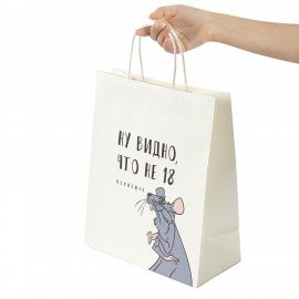 Пакет подарочный (1 штука) 26х13х32см (L) "Крыска", крафт, ЗОЛОТАЯ СКАЗКА, 700849