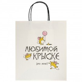 Пакет подарочный (1 штука) 26х13х32см (L) "Любимой крыске", крафт, ЗОЛОТАЯ СКАЗКА, 700851