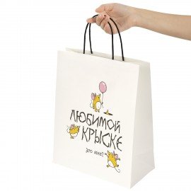 Пакет подарочный (1 штука) 26х13х32см (L) "Любимой крыске", крафт, ЗОЛОТАЯ СКАЗКА, 700851
