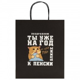 Пакет подарочный (1 штука) 26х13х32см (L) "Поздравляю!", крафт, ЗОЛОТАЯ СКАЗКА, 700852
