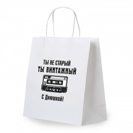 Пакет подарочный (1 штука) 26х13х32см (L) "Винтажный", крафт, ЗОЛОТАЯ СКАЗКА, 700854