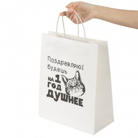 Пакет подарочный (1 штука) 26х13х32см (L) "На год душнее", крафт, ЗОЛОТАЯ СКАЗКА, 700855