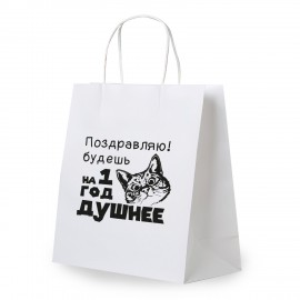 Пакет подарочный (1 штука) 26х13х32см (L) "На год душнее", крафт, ЗОЛОТАЯ СКАЗКА, 700855