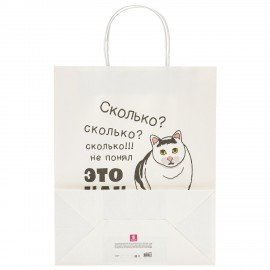 Пакет подарочный (1 штука) 26х13х32см (L) "Сколько?", крафт, ЗОЛОТАЯ СКАЗКА, 700856